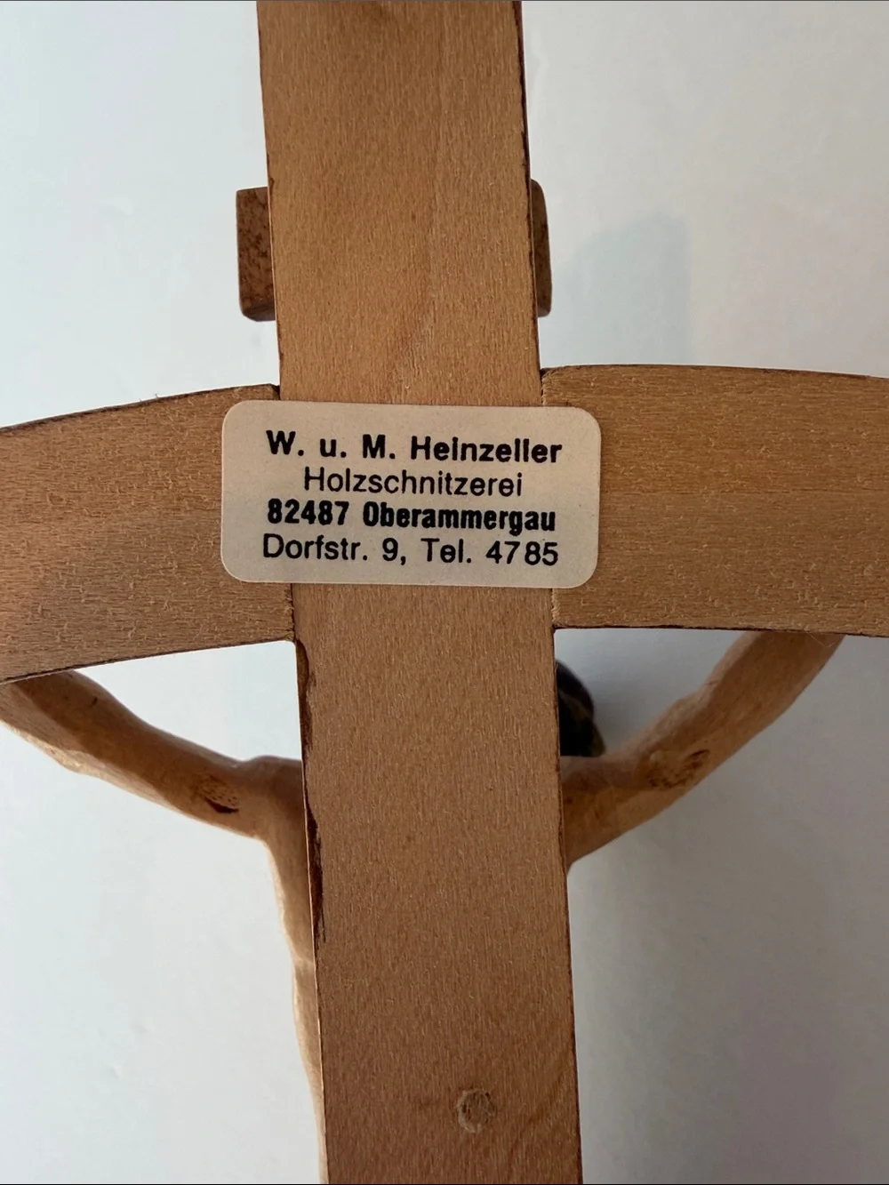 Wooden Wall Crucifix with Painted Christ Figure - 11.5”x5.5”